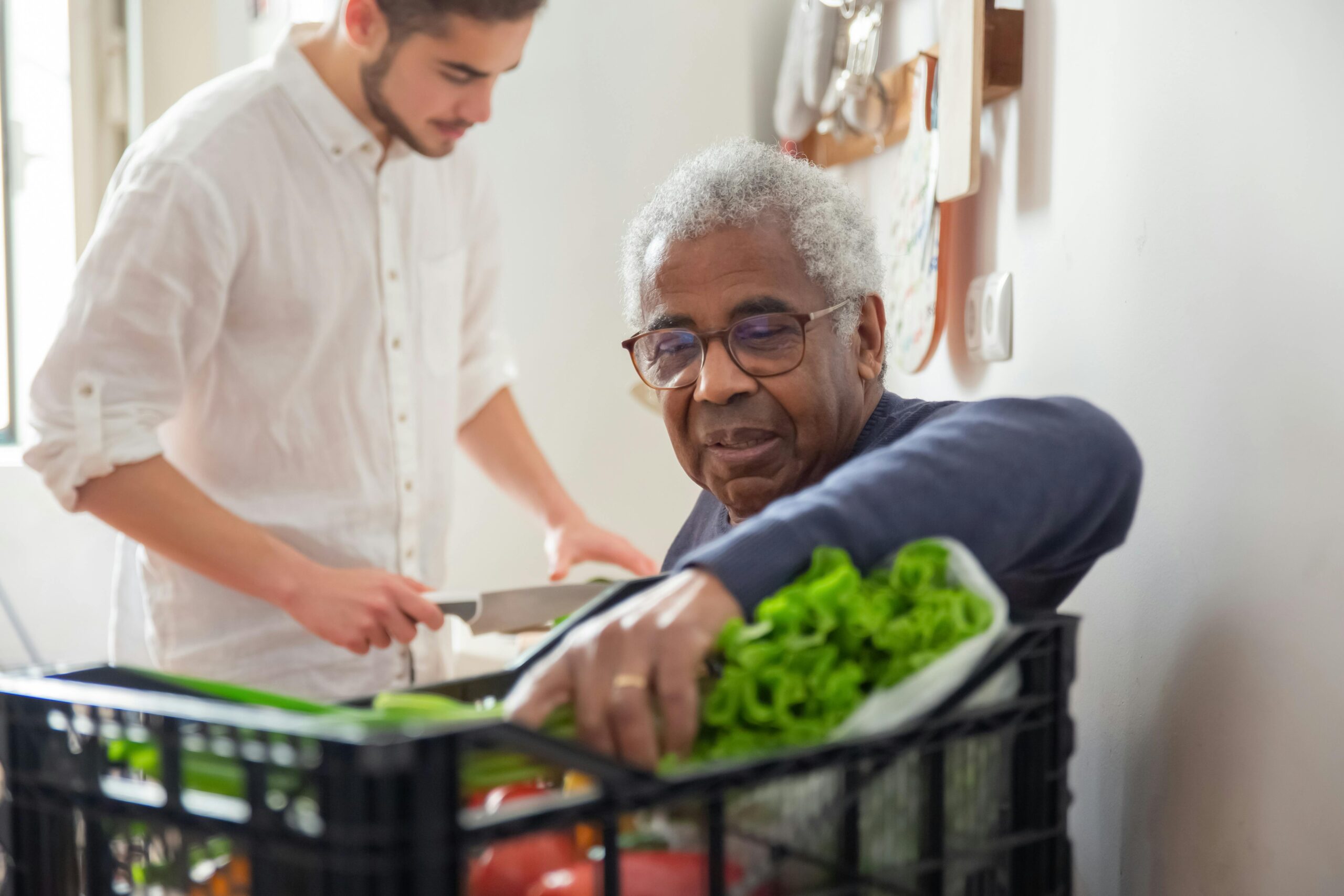 senior citizen getting help at home